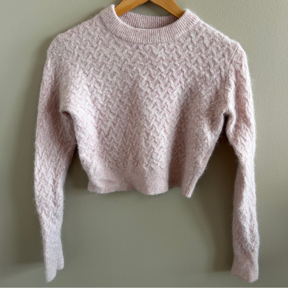 Lululemon Alpaca Wool Blend Cropped Crewneck Sweater Blush Pink Small